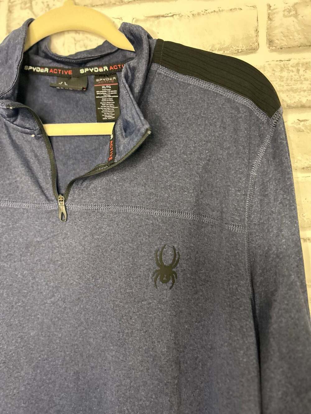 Spyder Active Men's Performance Quarter-Zip Pullover Navy Blue Heather - Picture 2 of 3